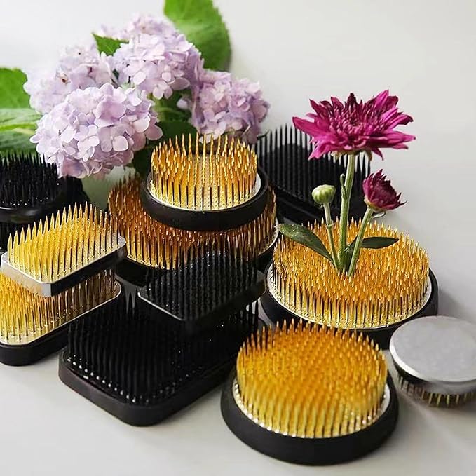 Brass Pin Floral Frog Ikebana Kenzan Flower Arranger Holder with Lead Base Rubber (1.97inch/50mm)