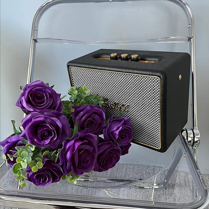 Nubry Artificial Silk Rose Flower Bouquet Lifelike Fake Rose for Wedding Home Party Decoration Event Gift 10pcs (Purple)