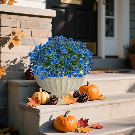 Artificial Flowers for Outdoor Indoor Garden Home Decoration, Faux Flower Daisy with Eucalyptus Leaves Fake Plants Greenery Boxwood Porch Patio, 12 Bundles