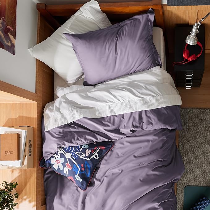 Bedsure Duvet Cover Twin/Twin XL Size - Soft Double Brushed Bedding Set for Kids & Adults, Zipper Closure, 2 Pieces, Includes 1 Duvet Cover (68"x90") & 1 Pillow Sham, NO Comforter, Grayish Purple