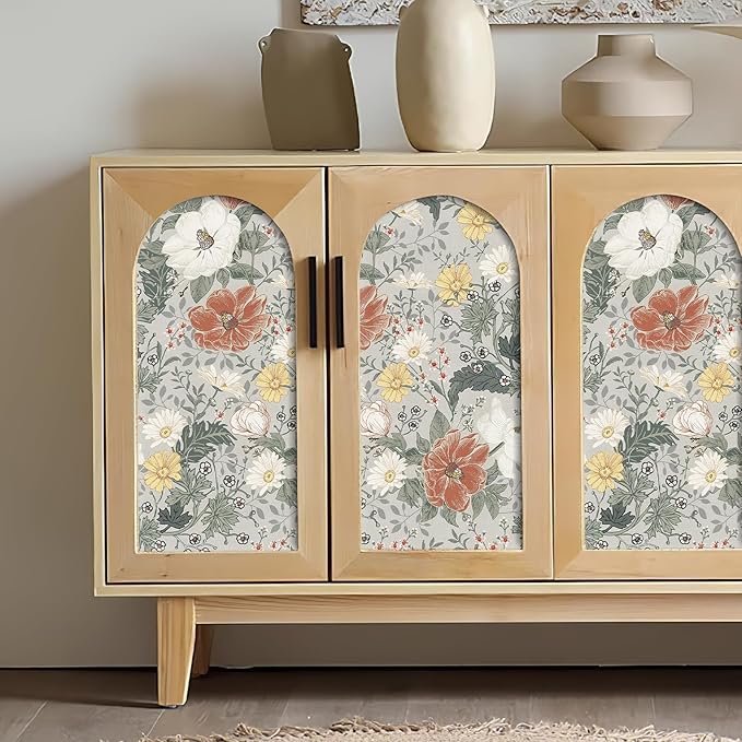 Simon&Siff Vintage Wallpaper Peel and Stick Modern Floral Wall Paper Farmhouse Botanical Contact Paper Removable Renter Friendly Wallpaper for Cabinets Countertop Wall 400" x 17.3"