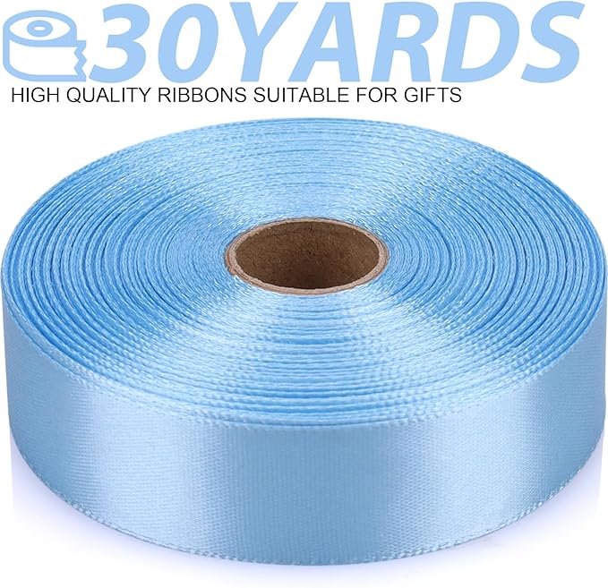 7/8 Inch 30 Yards Sky Blue Satin Craft Ribbon-Single Face Polyester Ribbon for Handmade Roses,Gift Wrapping,Timeless Flower,Bouquets,Wedding and Party Decoration