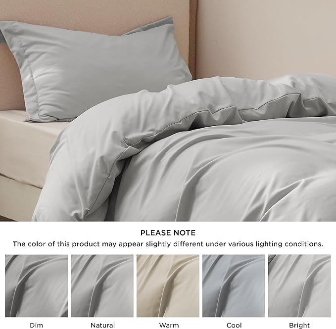 Bedsure Duvet Cover Twin/Twin XL Size - Soft Double Brushed Bedding Set for Kids & Adults, Zipper Closure, 2 Pieces, Includes 1 Duvet Cover (68"x90") & 1 Pillow Sham, NO Comforter, Silver Grey
