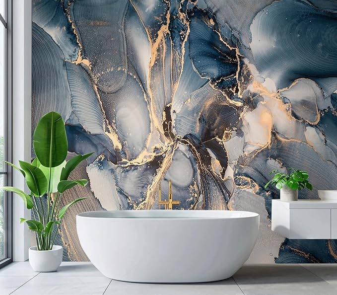 Cliouar-Shining Golden Texture imitating Marble Cutting Peel and Stick 160" x 114"