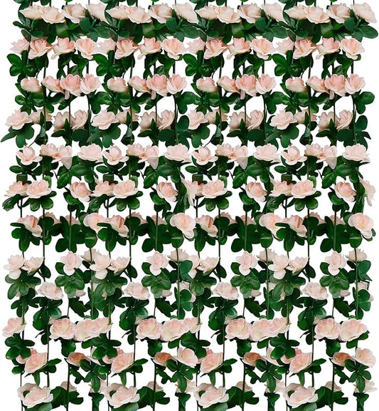 12 PCS 98.4 FT Artificial Flower Garland Rose Garland for Wedding Room Decor（12,Light Pink）