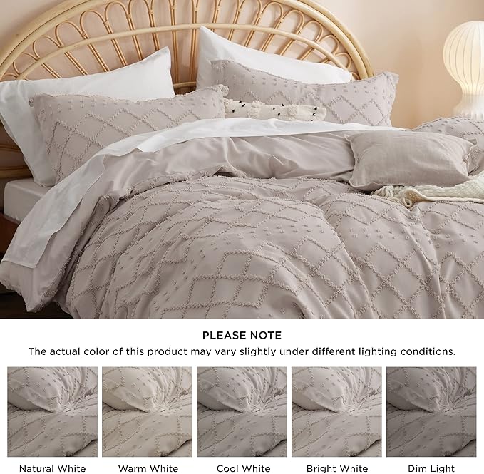 Bedsure Boho Duvet Cover Full Size - Linen Breathable & Soft Boho Bedding, Machine Washable Comforter Cover for All Seasons, Includes 1 Duvet Cover 80"x90" with 2 Pillow Shams & Zipper Closure