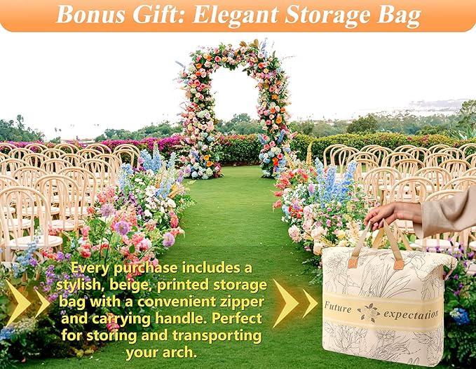 7.2FT Adjustable Balloon Party Arch Backdrop Stand and Double Sided Color Cover and 18LBS Water Weight Bag and Portable Storage Bag Set, Gold Metal Birthday Arch Backdrop Stand for Any Event Decor