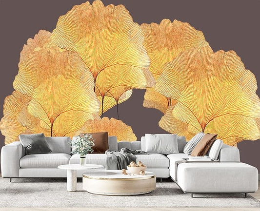 Ginkgo Leaf Flower 3D Wall Mural Wallpaper for Bedroom 103" x 69"