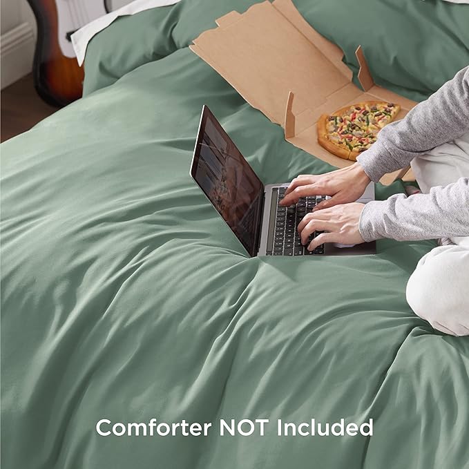Bedsure Duvet Cover California King Size - Soft Double Brushed Bedding Set for Kids & Adults, Zipper Closure, 3 Pieces, Includes 1 Duvet Cover (104"x98") & 2 Pillow Shams, NO Comforter, Sage Green