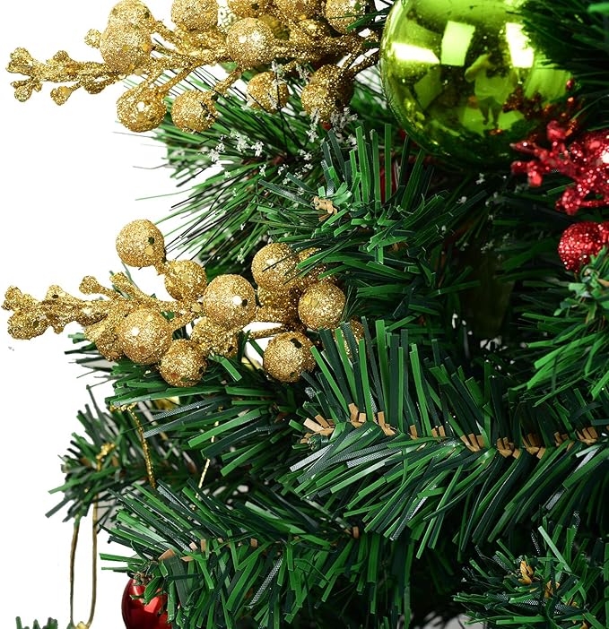Lvydec 16pcs Christmas Glitter Berries Stems, 7.8" Artificial Christmas Picks for Christmas Tree Ornaments, DIY Xmas Wreath, Crafts, Holiday and Home Decor (Gold)