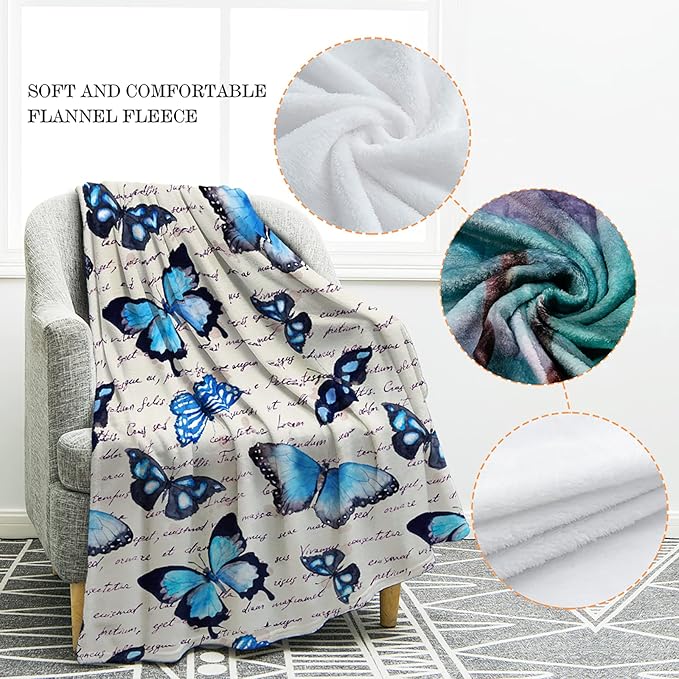 Jekeno Butterfly Throw Blanket Gifts for Women Girls, Christmas Birthday Valentines Butterfly Gifts for Butterflies Lovers Adult Kids, Colorful Blanket Decor for Home Bed Couch