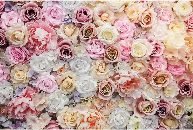 Roses Flowers Backdrop Valentines Day Pink Red Rose Photography Background Various Floral Roses Backdrop Decors for Birthday Wedding Baby Shower Anniversary Children Adults Studio Backgrounds 10x6.5ft