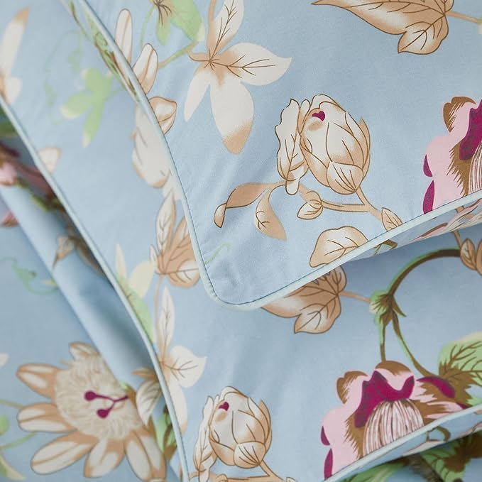 Brandream Floral Bedding Botanical Flower Farmhouse King Size Sheets Set Luxury Bedding Collections 800 Thread Count 100% Egyptian Cotton Deep Pocket, 4 Piece Blue