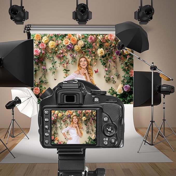 Baocicco 12x8ft Flowers Wall Photography Background Butterfly Spring Floral Botanical Banner Backdrop Vintage Wedding Birthday Backdrop Decorations Girls Party Table Cake Decoration Photo Props