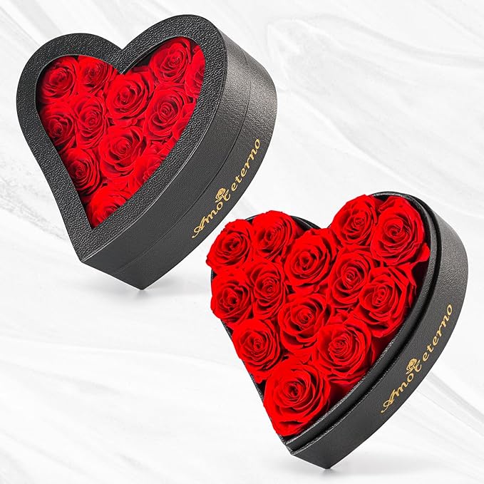 Flower, Forever Roses in A Box, Fresh Flowers, Birthday Gifts for Her, Women, Mom, Girlfriend, Wife, Grandma,Red Forever Roses