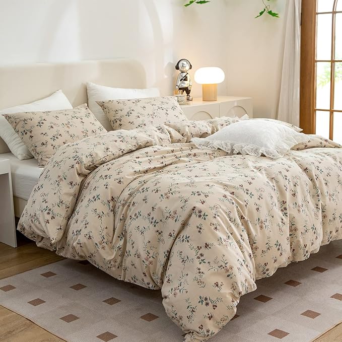 Floral Comforter Set Twin 2 Pieces Soft Chic Vintage Flowers Bedding Comforter Lightweight Garden Style Floral Botanical Flower Comforter Set for All Seasons and 1 Pillowcases (Floral, Twin)