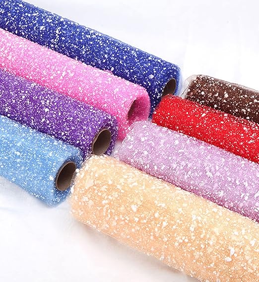 1Roll Flower Wrapping Mesh Paper Snow Dot Yarn Floral Bouquet Gift Packaging Paper Craft Net Paper Florist Supplies for Wedding Mothers Day Valentines Day 19.7inch x 4Yard (Light Purple)
