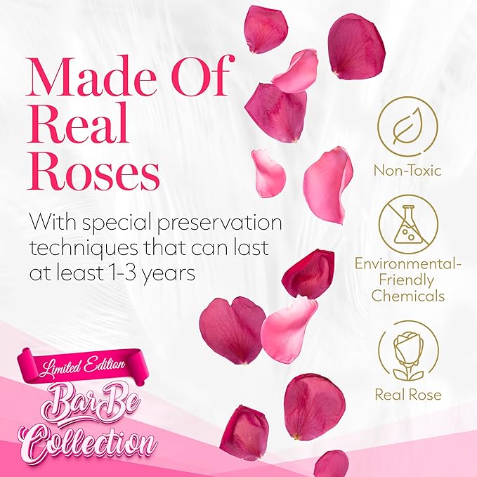 GLAMOUR BOUTIQUE 16 Flower Forever Heart Shape Box - Preserved Roses Gift for Her, Preserved Flowers, Velvet Pink