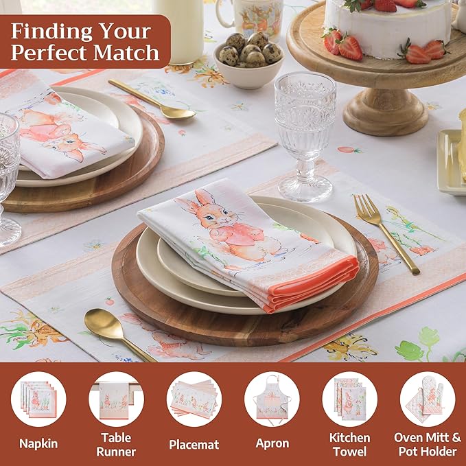 Maison d'Hermine Table Cloth Rectangle Table 100% Cotton Tablecloth for Dining Room, Farmhouse, Home, Hotel, Parties & Wedding - Ideal for Easter Decorations Spring & Summer (Bunny Party, 60" x 90")