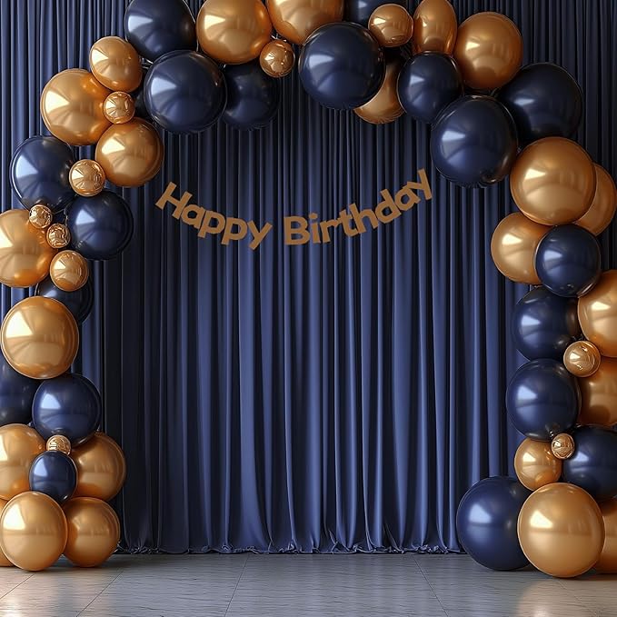 30x10ft Wrinkle Free Navy Blue Backdrop Curtain for Parties Soft Fabric Drapes Wedding Curtain Backdrop for Birthday Party Decorations Background for Photography 5x10ft, 6 Panels