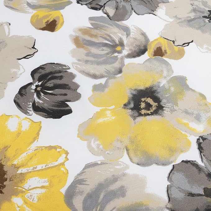 Lush Decor Leah Soft Floral Sheet Set, 6 Piece Set, King, Yellow & Gray- King Size Sheet Set - Printed Bedding - Watercolor Florals - Farmhouse Décor