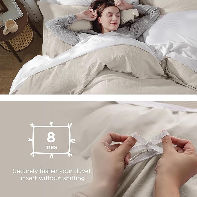 Bedsure Twin Duvet Cover Only - Prewashed Extra Soft All Season Bedding, Includes 1 Duvet Cover Twin Size 68x90 Inches with Zipper Closure, Linen, Comforter Not Included
