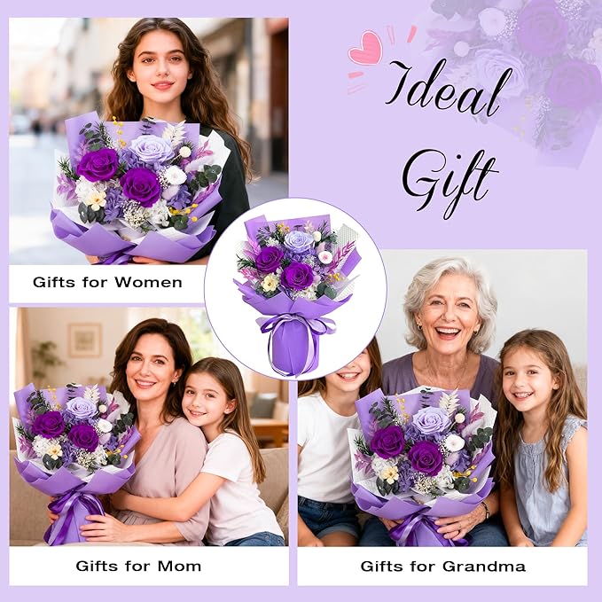 Vrioca Flowers for Delivery, Preserved Flowers Bouquets, Birthday Gifts for Women Mom