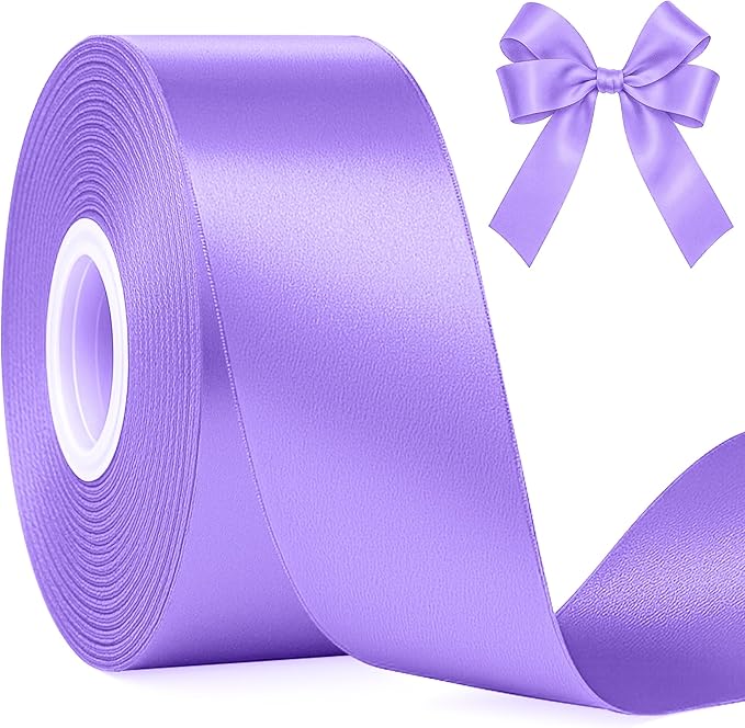 Fullive 1 1/2 Inch Violet Satin Ribbon, 30 Yards Ribbons for Crafts, Polyester Ribbon for Gift Wrapping for Birthday Graduate Valentines Day Decorations DIY Bows Wrapping Bouquet Floral Arrangements