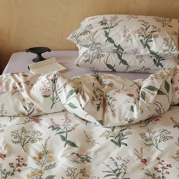 HighBuy Full Size Comforter Set Blush Pink Floral Boho Chic Botanical Coquette Cottagecore Bedding Comforter for Full Bed College Teen Girls Aesthetic Floral Bedding Set 3 Piece