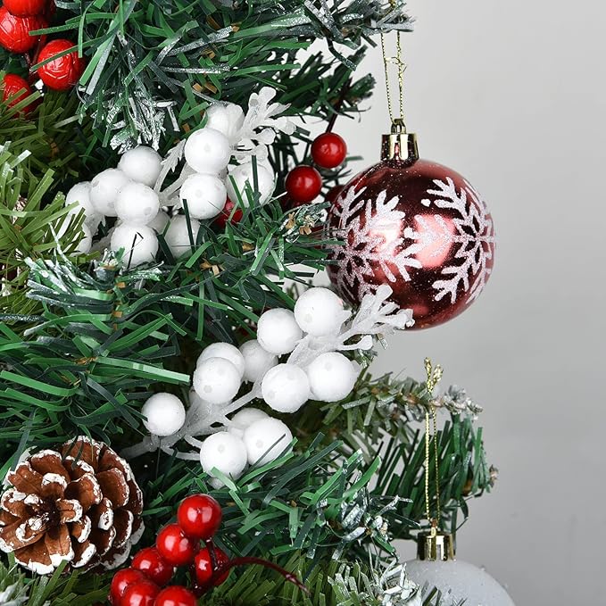 Lvydec 16pcs Christmas Glitter Berry Stems Clearance, 7.8" Artificial Christmas Picks for Christmas Tree Ornaments, DIY Xmas Wreath, Crafts, Holiday and Home Decor (White)