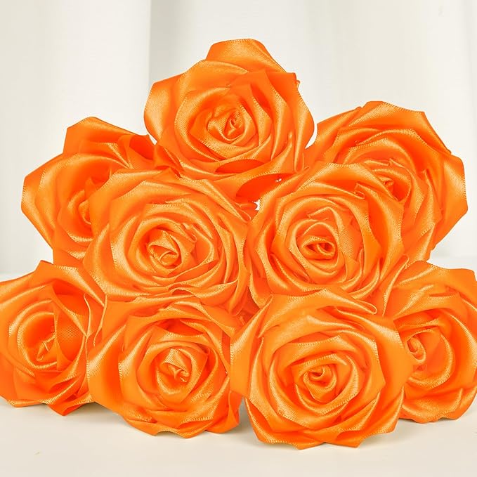 1-1/2 Inch Wide Torrid Orange Satin Ribbon, 50 Yards Solid Polyester Fabric Ribbon for Roses Making, Gift Wrapping, Christmas, Wedding Decorations, Crafts, Bows, Flower Bouquets