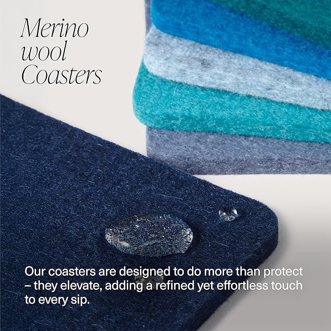 Graf Lantz - Bierfilzl Merino Wool Square Coasters Set of 4 - Charcoal (4"x4"x5mm) - Absorbs 30% of Weight, Natural German Wool - Heat Resistant, Sustainable, Reusable - Home Decor, Coffee Table Decor