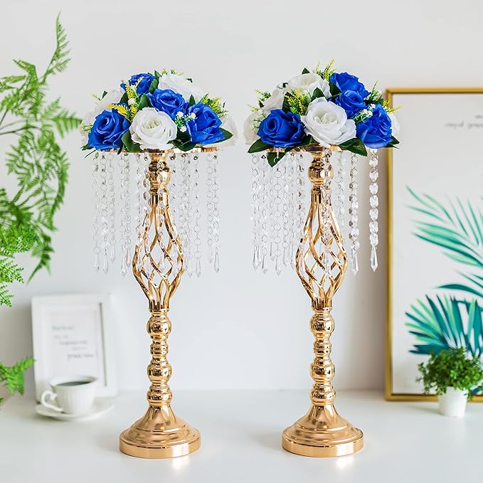 Flower Centerpieces for Wedding Tables: Wedding Table Decorations Royal Blue White Flower Balls Centerpieces for Engagement Cerebration Party Center Pieces 2 Packs
