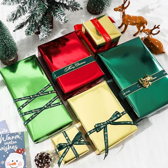 NESCCI Dark Green Metallic Wrapping Paper, Solid Color Paper,Gift Wrapping Paper,Perfect for Wedding,Valentine's Day,Birthday, Christmas,Baby Shower,DIY Bouquet (17.5 Inches X 32.8 Feet)