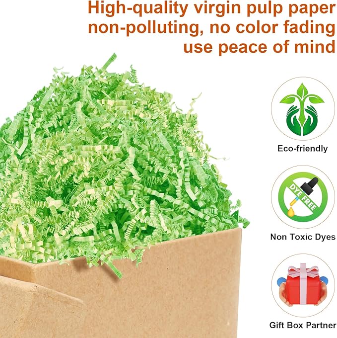 Darfukei Shredded Paper For Gift Baskets, Crinkle Paper Filler 1/2LB (8 oz) for easter basket grass, Crinkle Cut Paper Shred For Birthdays, Weddings,Boxes Bags, Anniversaries, Gift Wrapping