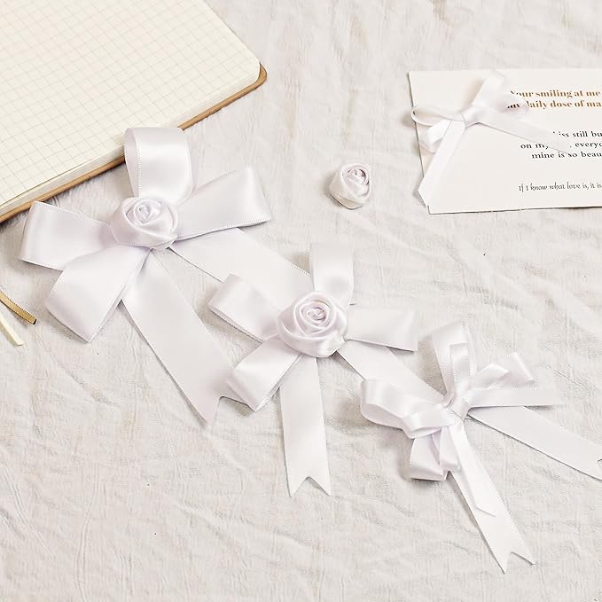 White Satin Ribbon, Double Faced 1/4 Inch X 50 Yards White Ribbon, Premium Satin Ribbon for Gift Wrapping, Crafts, Hair Bow Making, Sewing, Flower Bouquet, Wedding Party Decor