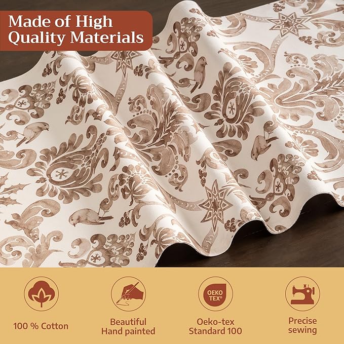 Maison d' Hermine Table Runner 100% Cotton Single Layer Table Runners 90 inches Long for Thanksgiving Christmas Decorations Home Kitchen Dining Party Wedding (Allure, 14.5" x 90")