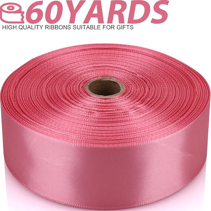 1-1/2 Inch 60 Yards Rose Gold Solid Satin Ribbon for Gift Wrapping,Craft Floral Bouquets,Wedding Party,Timeless Flower,Decoration Floral Hair,Balloons