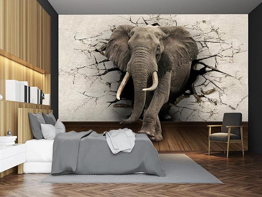 Wall Mural 3D Wallpaper Decoration - Elephant Wallpaper, 103" x 69" (Not Self-Adhesive)