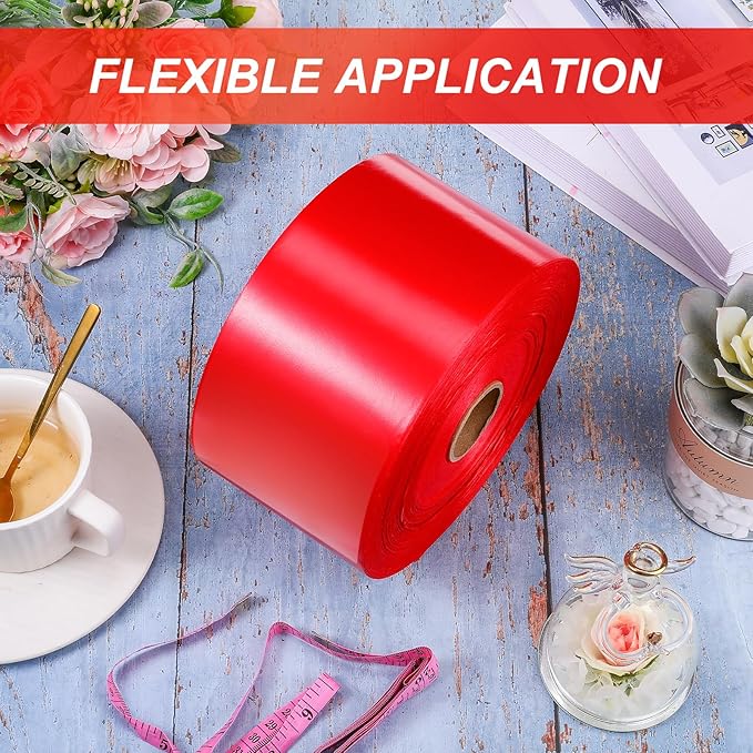 Syhood Outdoor Leaf Ribbon Floral Satin Ribbon for Crafts Aspidistra Waterproof Holiday Outdoor Decoration(2 Inch X 216 Yards,Red)
