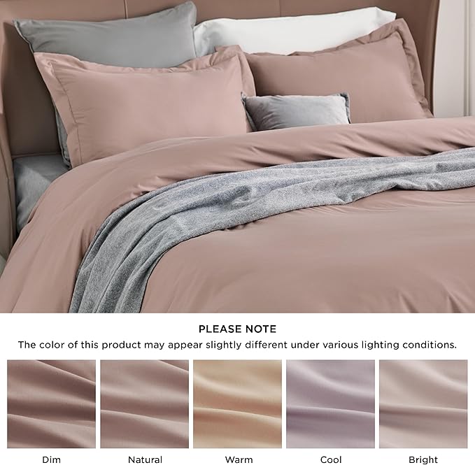 Bedsure Duvet Cover Queen Size - Soft Double Brushed Bedding Set for Kids & Adults, Zipper Closure, 3 Pieces, Includes 1 Duvet Cover (90"x90") & 2 Pillow Shams, NO Comforter, Dusty Rose