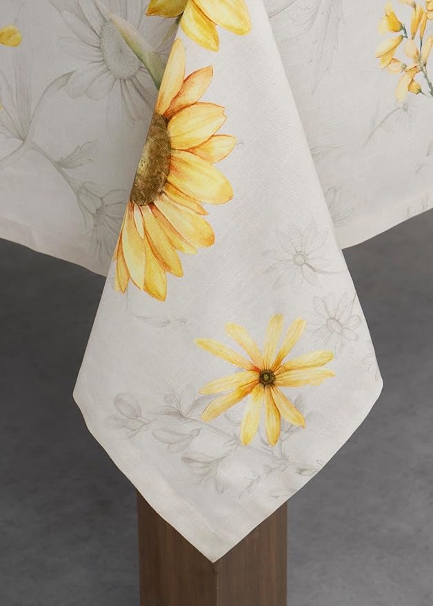 Maison d' Hermine Table Cloth Rectangle Table 100% Cotton 60 x 108 Inches Tablecloth Reusable Decorative Everyday Use for Dining Room, Farmhouse, Home, Party, Festive & Wedding Spring Summer - Candice