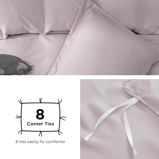 Bedsure Duvet Cover King Size - Soft Double Brushed Bedding Set for Kids & Adults, Zipper Closure, 3 Pieces, Includes 1 Duvet Cover (104"x90") & 2 Pillow Shams, NO Comforter, Pink Mocha