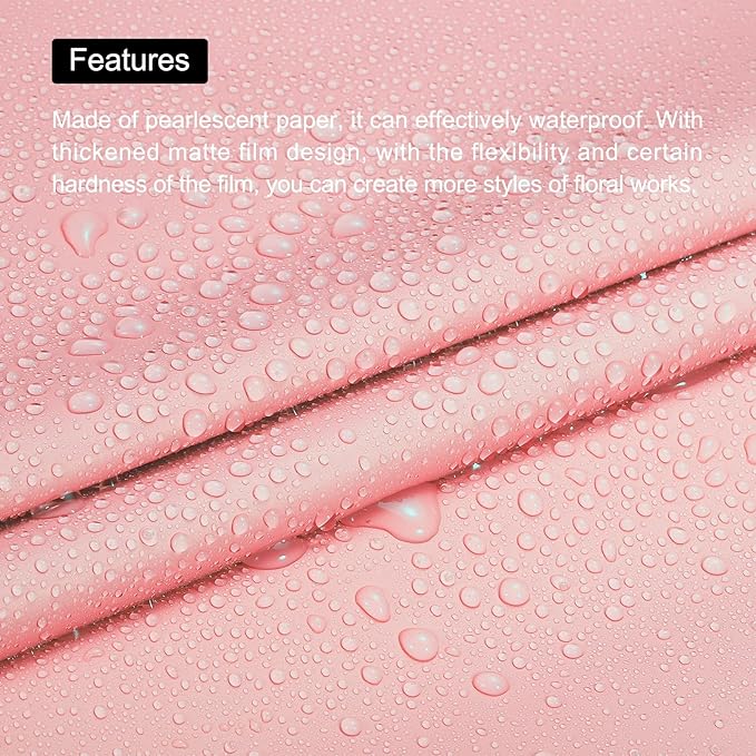 MECCANIXITY 20 Pcs Flower Wrapping Paper 22.8x22.8 Inch Waterproof Florists Wrapping Paper for Florist Bouquet Supplies, DIY Crafts, Gift/Gift Box Packaging Red Pink