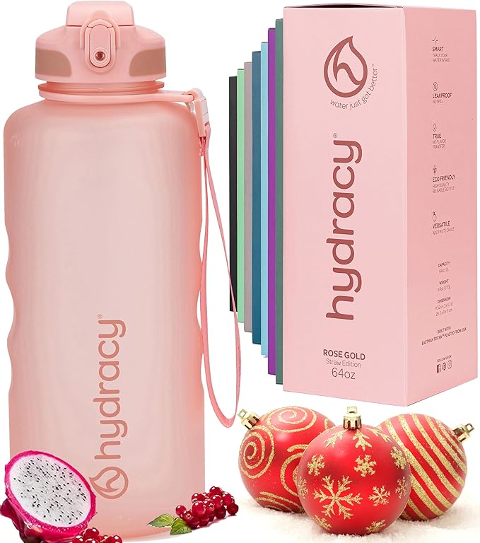 Hydracy Water Bottle with Time Marker -Large BPA Free Water Bottle & No Sweat Sleeve -Leak Proof Gym Bottle with Fruit Infuser Strainer & Times to Drink -Ideal for Fitness Sports & Outdoors