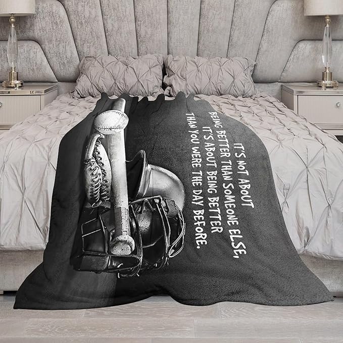 Baseball Throw Blanket for Kids & Adults - Soft, Warm & Cozy Fleece Blanket for Couch, Sofa & Bed - 60"x80"