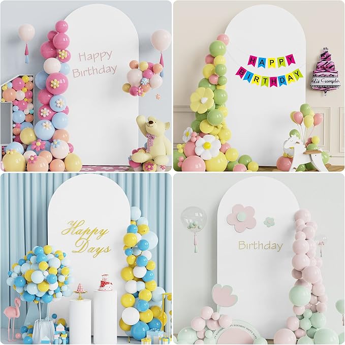 Wokceer 6.6FT Wedding Arch Backdrop Cover Spandex Fitted White Arch Covers Round Top Chiara Arches Backdrop Cover for Birthday Party Ceremony Banquet Decoration
