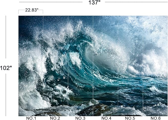 Cliouar-Ocean Mural Wallpaper Peel and Stick 137" x 102"