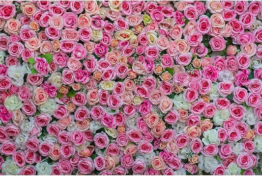 Colorful Flowers Backdrop Pink Red Roses Flowers Floral Wall Photography Background Anniversary Birthday Baby Shower Wedding and Love Backdrops Decor Children Adults Video Studio Prop 15x10ft