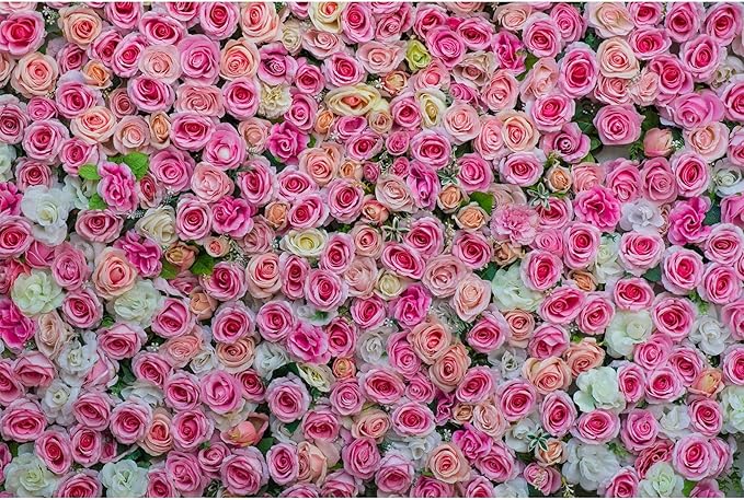 Colorful Flowers Backdrop Pink Red Roses Flowers Floral Wall Photography Background Anniversary Birthday Baby Shower Wedding and Love Backdrops Decor Children Adults Video Studio Prop 6x4ft